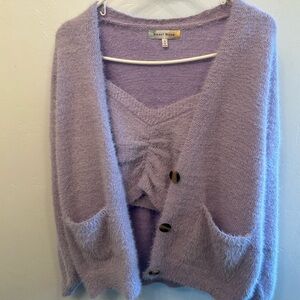 Soft crop top and cardigan set